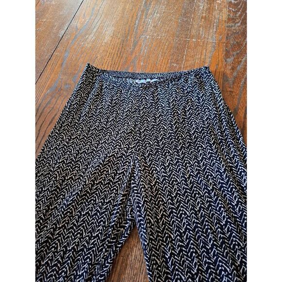 Medium Nomadic Traders Black Tan Elastic Waist Pull On Pants Slacks Trousers - Picture 2 of 3